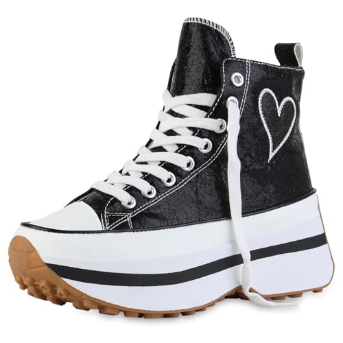 VAN HILL Damen Plateau Sneaker Blockabsatz Glitzer Trendy Schuhe 216848 Schwarz 41 VAN HILL Damen Plateau Sneaker Blockabsatz Glitzer Trendy Schuhe 216848 Schwarz 41 von VAN HILL