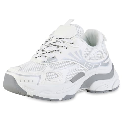VAN HILL Damen Plateau Sneaker Blockabsatz Metallic Trendy Schuhe 216792 Weiss Metallic 40 VAN HILL Damen Plateau Sneaker Blockabsatz Metallic Trendy Schuhe 216792 Weiss Metallic 40 von VAN HILL