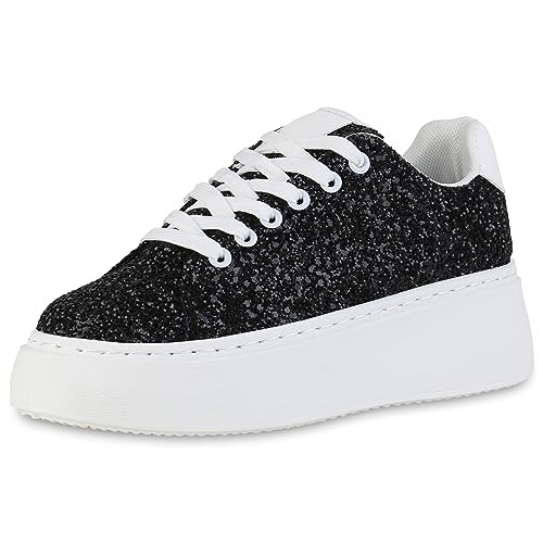 VAN HILL Damen Plateau Sneaker Keilabsatz Glitzer Trendy Schuhe 840510 213013 Schwarz 37 VAN HILL Damen Plateau Sneaker Keilabsatz Glitzer Trendy Schuhe 840510 213013 Schwarz 37 von VAN HILL