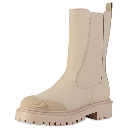 VAN HILL Damen Plateaustiefel Stiefel Freizeit Gummistiefel Blockabsatz Plateau Vorne Schuhe Profilsohle Booties 201788 Beige Nude 40 VAN HILL Damen Plateaustiefel Stiefel Freizeit Gummistiefel Blockabsatz Plateau Vorne Schuhe Profilsohle Booties 201788 Beige Nude 40 von VAN HILL