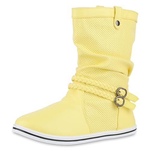 VAN HILL Damen Schlupfstiefel Sportliche Stiefel Leder-Optik Boots Geflochtene Schnalle Zierknöpfe Bequeme Schlupfschuhe 611595 Gelb 42 VAN HILL Damen Schlupfstiefel Sportliche Stiefel Leder-Optik Boots Geflochtene Schnalle Zierknöpfe Bequeme Schlupfschuhe 611595 Gelb 42 von VAN HILL