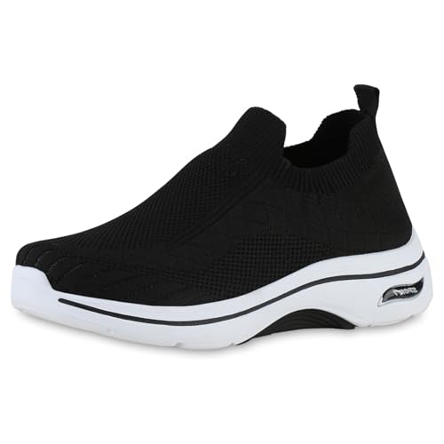 VAN HILL Damen Slip Ons Flach Strick Sportlich Schuhe 217057 Schwarz Weiss 39 VAN HILL Damen Slip Ons Flach Strick Sportlich Schuhe 217057 Schwarz Weiss 39 von VAN HILL
