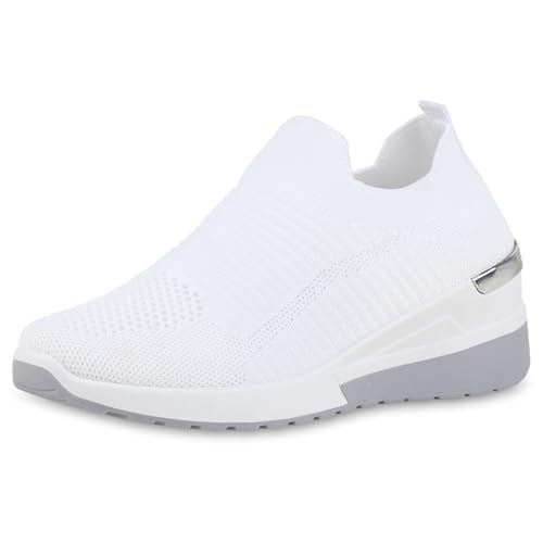VAN HILL Damen Slip Ons Keilabsatz Strick Sportlich Schuhe 217099 Weiss 38 VAN HILL Damen Slip Ons Keilabsatz Strick Sportlich Schuhe 217099 Weiss 38 von VAN HILL
