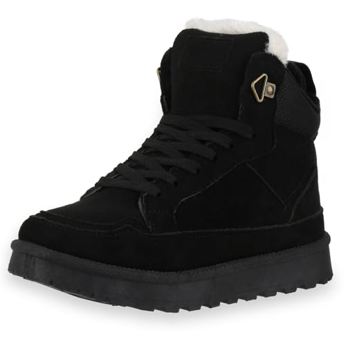 VAN HILL Damen Sneaker High Plateau Profilsohle Bequem Schuhe 217800 Schwarz 36 von VAN HILL