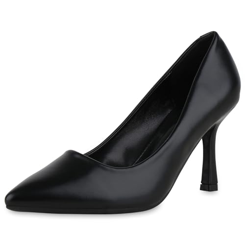 VAN HILL Damen Spitze Pumps Stiletto Klassisch Schuhe 213504 Schwarz 38 von VAN HILL