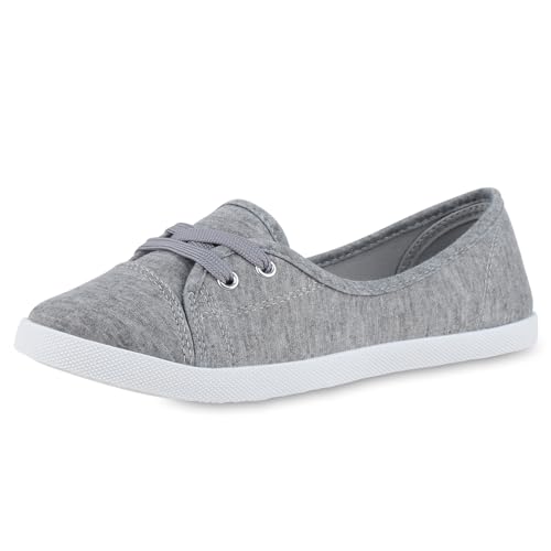 VAN HILL Damen Sportliche Ballerinas Flach Basic Bequem Schuhe 215864 Grau 41 von VAN HILL