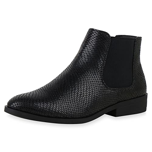 VAN HILL Damen Stiefeletten Lederoptik Chelsea Boots Blockabsatz Freizeit Schuhe Bequeme Kurzschaft-Stiefel Ankle Boots 610527 Schwarz Snake 38 VAN HILL Damen Stiefeletten Lederoptik Chelsea Boots Blockabsatz Freizeit Schuhe Bequeme Kurzschaft-Stiefel Ankle Boots 610527 Schwarz Snake 38 von VAN HILL