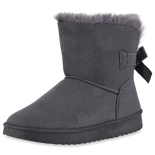 VAN HILL Damen Stiefeletten Schlupfstiefel Warm Gefütterte Stiefel Schuhe 611518 Grau 37 von VAN HILL