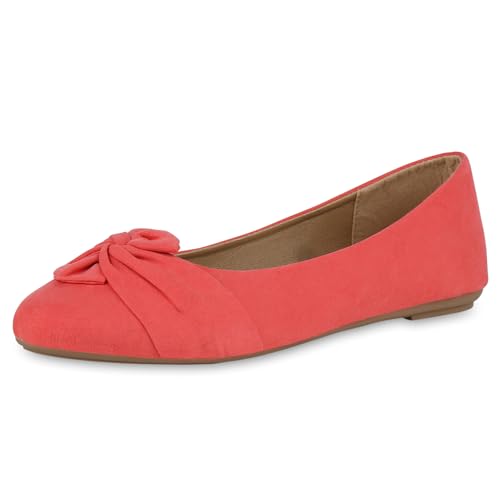 VAN HILL Damen Übergrößen Klassische Ballerinas Flach Basic Klassisch Schuhe 215800 Coral 44 von VAN HILL
