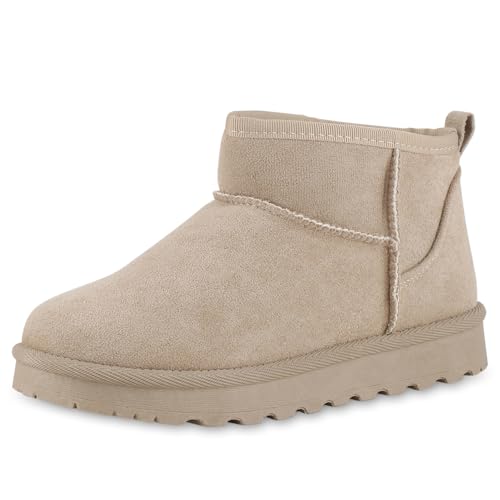 VAN HILL Damen Winter Boots Flach Profilsohle Bequem Schuhe 216510 Beige 36 VAN HILL Damen Winter Boots Flach Profilsohle Bequem Schuhe 216510 Beige 36 von VAN HILL