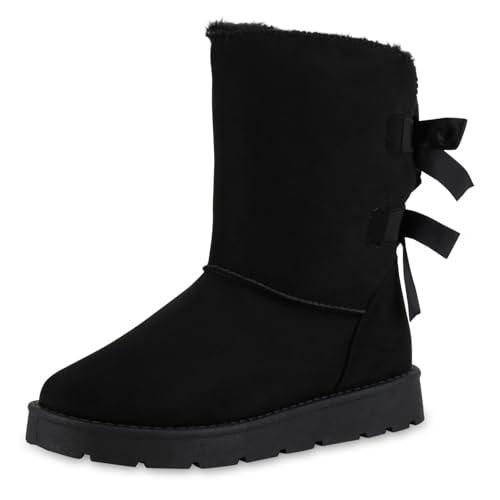 VAN HILL Damen Winter Boots Flach Schleifen Bequem Schuhe 216551 Schwarz Robust 40 VAN HILL Damen Winter Boots Flach Schleifen Bequem Schuhe 216551 Schwarz Robust 40 von VAN HILL