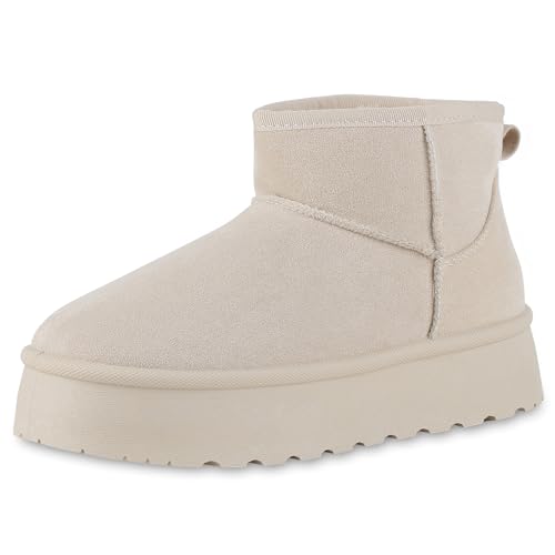 VAN HILL Damen Winter Boots Plateau Profilsohle Bequem Schuhe 214159 Beige 37 VAN HILL Damen Winter Boots Plateau Profilsohle Bequem Schuhe 214159 Beige 37 von VAN HILL