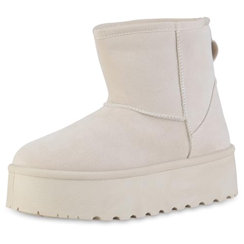VAN HILL Damen Winter Boots Plateau Profilsohle Bequem Schuhe 216387 Beige 39 VAN HILL Damen Winter Boots Plateau Profilsohle Bequem Schuhe 216387 Beige 39 von VAN HILL