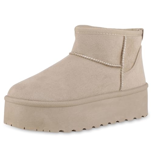 VAN HILL Damen Winter Boots Plateau Profilsohle Bequem Schuhe 216440 Beige Robust 41 VAN HILL Damen Winter Boots Plateau Profilsohle Bequem Schuhe 216440 Beige Robust 41 von VAN HILL