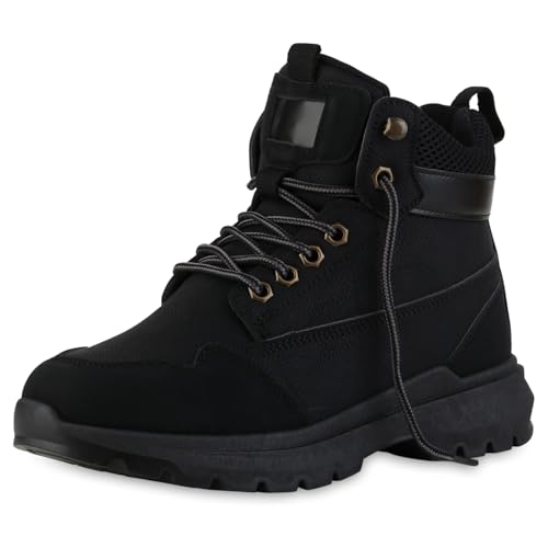 VAN HILL Damen Worker Boots Blockabsatz Profilsohle Trendy Schuhe 217767 Schwarz 39 von VAN HILL