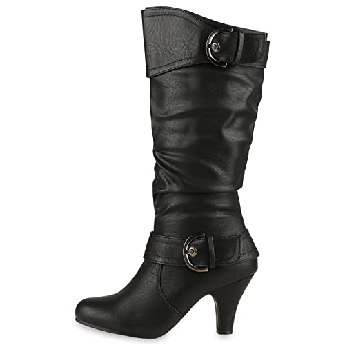 VAN HILL Elegante Damen Stiefel Warm Gefütterte Winter Boots Schuhe 610619 Schwarz 36 von VAN HILL