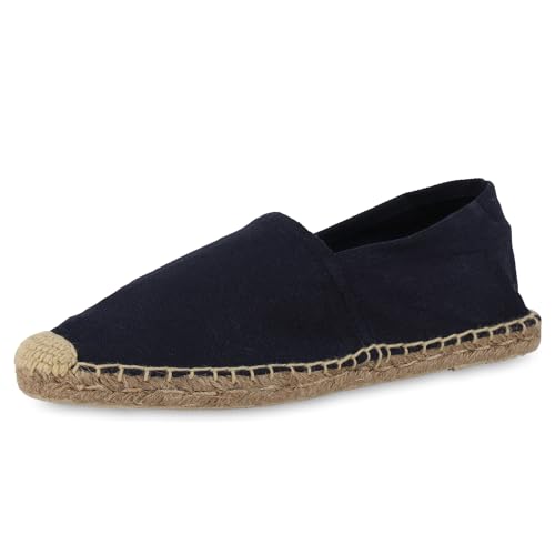 VAN HILL Herren Espadrilles Flach Bast Trendy Schuhe 214384 Dunkelblau 45 von VAN HILL