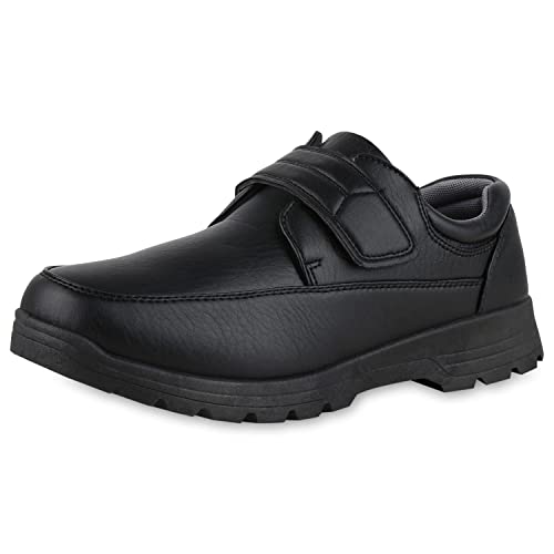 VAN HILL Herren Klassische Halbschuhe Bequeme Freizeitschuhe Flache Klettverschluss Schuhe 210620 Schwarz 41 von VAN HILL