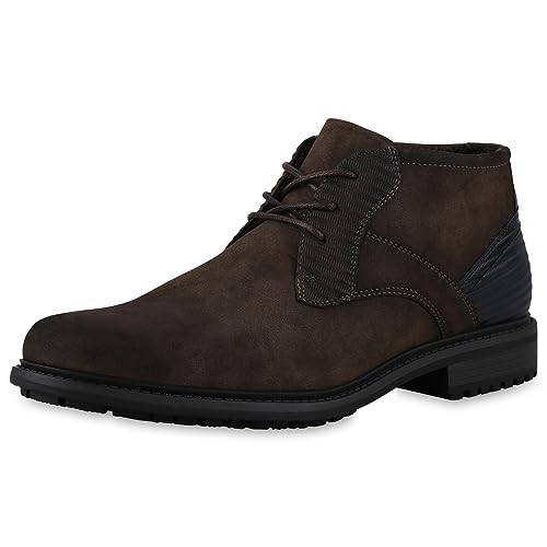 VAN HILL Herren Klassische Halbschuhe Blockabsatz Profilsohle Klassisch Schuhe 840540 213088 Dunkelbraun 44 von VAN HILL