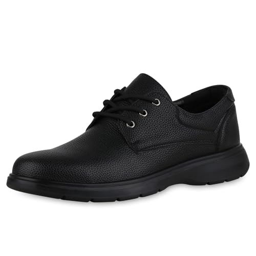 VAN HILL Herren Klassische Halbschuhe Flach Profilsohle Bequem Schuhe 215461 Schwarz 41 von VAN HILL