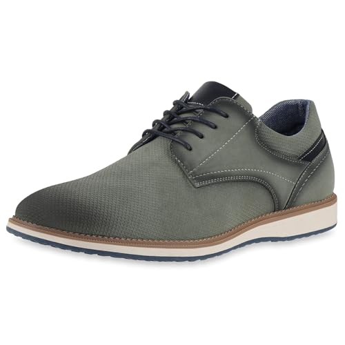 VAN HILL Herren Klassische Halbschuhe Flach Profilsohle Bequem Schuhe 217811 Grün 45 von VAN HILL