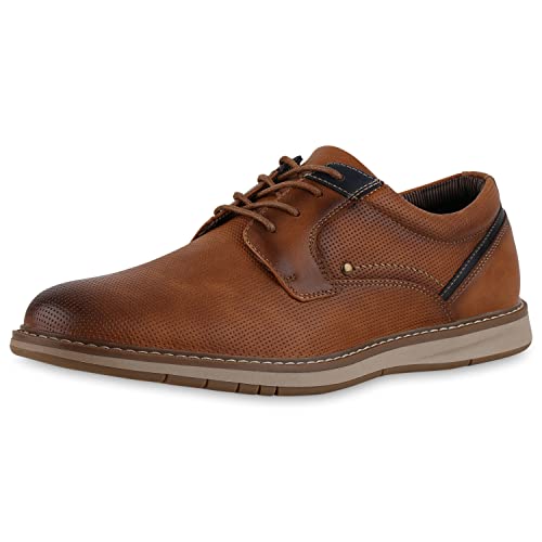 VAN HILL Herren Klassische Halbschuhe Flach Profilsohle Klassisch Schuhe 840447 212771 Hellbraun 43 von VAN HILL