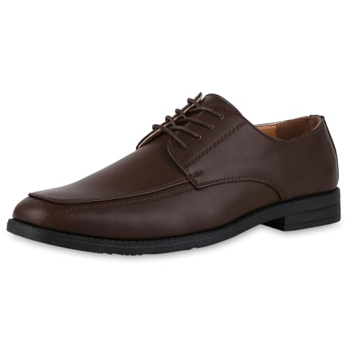 VAN HILL Herren Klassische Schnürer Blockabsatz Basic Elegant Schuhe 213721 Braun 41 von VAN HILL