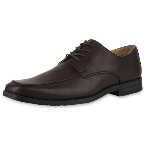 VAN HILL Herren Klassische Schnürer Blockabsatz Basic Elegant Schuhe 213722 Dunkelbraun 41 von VAN HILL