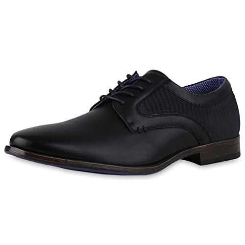 VAN HILL Herren Klassische Schnürer Blockabsatz Basic Klassisch Schuhe 212763 Schwarz 40 von VAN HILL