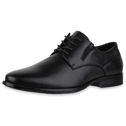 VAN HILL Herren Klassische Schnürer Blockabsatz Holzoptikabsatz Elegant Schuhe 217809 Schwarz 42 von VAN HILL