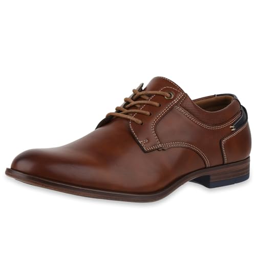 VAN HILL Herren Klassische Schnürer Blockabsatz Holzoptikabsatz Elegant Schuhe 217819 Braun 41 von VAN HILL