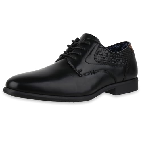 VAN HILL Herren Klassische Schnürer Blockabsatz Holzoptikabsatz Elegant Schuhe 841876 217820 Schwarz 41 von VAN HILL