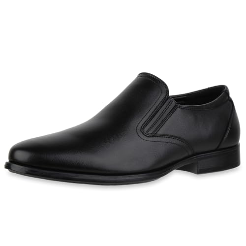VAN HILL Herren Klassische Slippers Blockabsatz Holzoptikabsatz Elegant Schuhe 217810 Schwarz 45 von VAN HILL