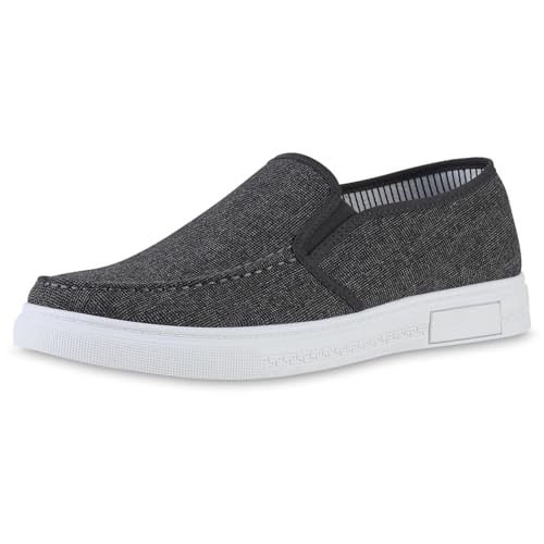 VAN HILL Herren Klassische Slippers Flach Denim Klassisch Schuhe 217041 Dunkelgrau 43 von VAN HILL