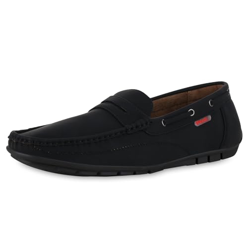 VAN HILL Herren Mokassins Flach Profilsohle Bequem Schuhe 214414 Schwarz 42 von VAN HILL