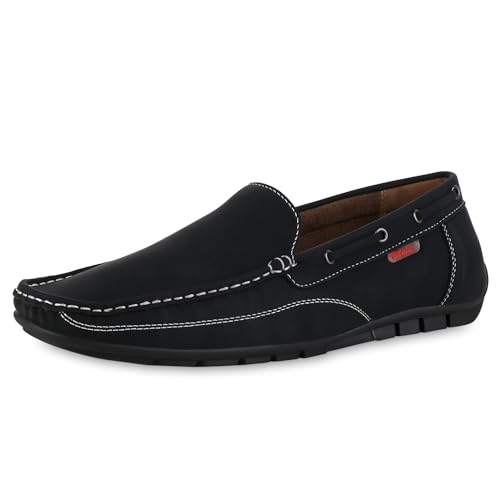 VAN HILL Herren Mokassins Flach Profilsohle Bequem Schuhe 214416 Schwarz 39 von VAN HILL