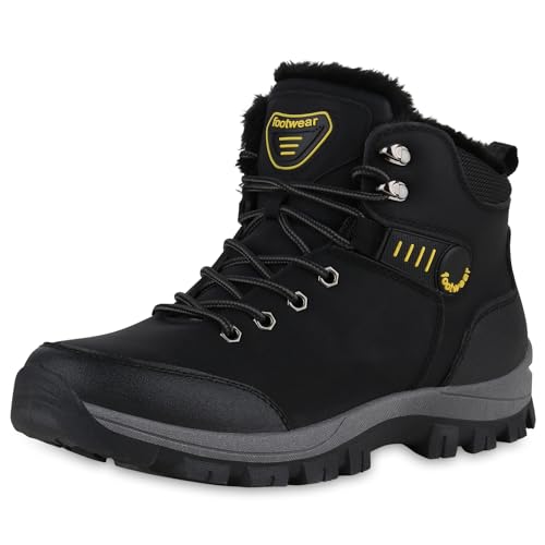 VAN HILL Herren Outdoor Schuhe Blockabsatz Profilsohle Bequem Schuhe 214085 Schwarz 44 von VAN HILL