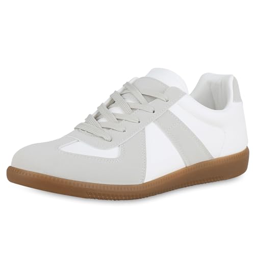 VAN HILL Herren Sneaker Low Flach Basic Bequem Schuhe 215544 Grau Weiss 43 von VAN HILL