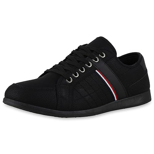 VAN HILL Herren Sneaker Low Flach Basic Bequem Schuhe 840515 213032 Schwarz 44 von VAN HILL