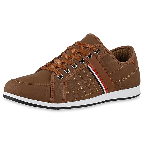 VAN HILL Herren Sneaker Low Flach Basic Bequem Schuhe 840515 213034 Hellbraun 40 von VAN HILL