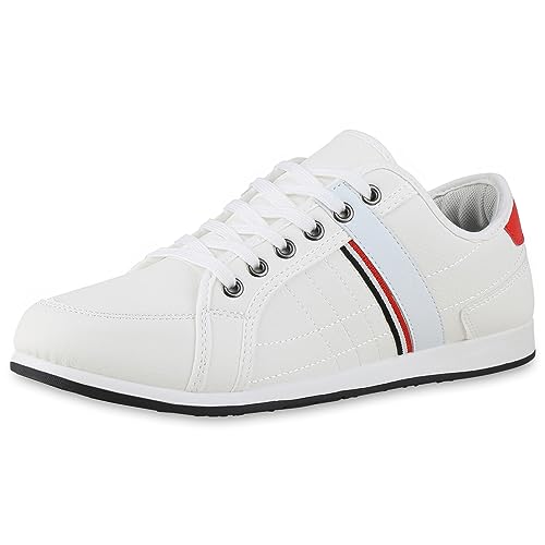 VAN HILL Herren Sneaker Low Flach Basic Bequem Schuhe 840515 213035 Weiss 40 von VAN HILL