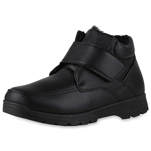 VAN HILL Herren Winter Boots Blockabsatz Profilsohle Bequem Schuhe 840524 213056 Schwarz 45 von VAN HILL