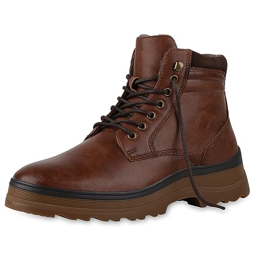 VAN HILL Herren Winter Boots Blockabsatz Profilsohle Bequem Schuhe 840539 213084 Tan 43 von VAN HILL