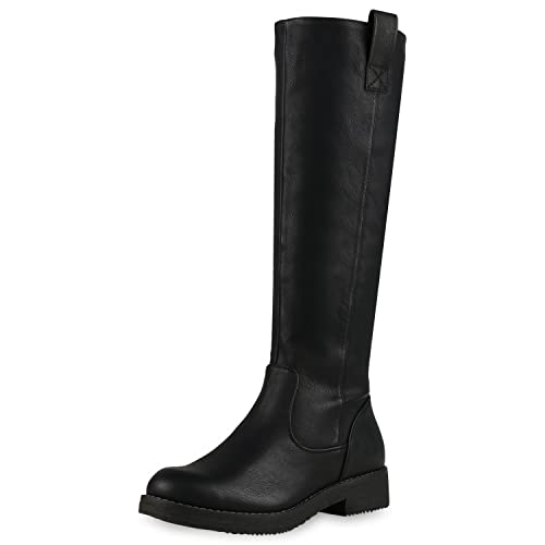 VAN HILL Klassische Stiefel Damen Schuhe Leicht Gefüttert Boots Profilsohle 149796 Schwarz 42 von VAN HILL