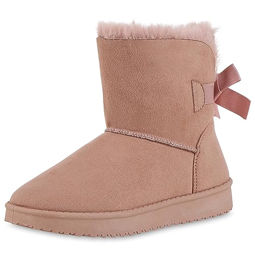 VAN HILL Schlupfstiefel Damen Warm Gefütterte Stiefel Stiefeletten 611519 Rosa 40 von VAN HILL