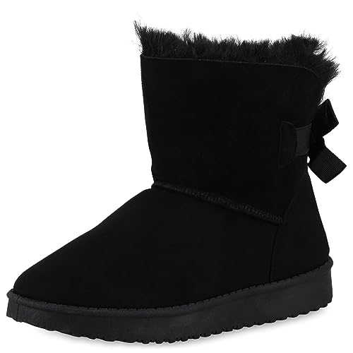 VAN HILL Schlupfstiefel Damen Zierperlen Stiefel Stiefeletten Warm Gefüttert 611514 Schwarz 37 von VAN HILL