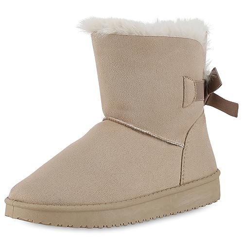 VAN HILL Schlupfstiefel Damen Zierperlen Stiefel Stiefeletten Warm Gefüttert 611515 Creme 39 von VAN HILL