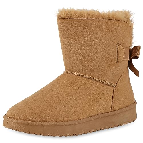 VAN HILL Schlupfstiefel Damen Zierperlen Stiefel Stiefeletten Warm Gefüttert 611516 Hellbraun 37 von VAN HILL