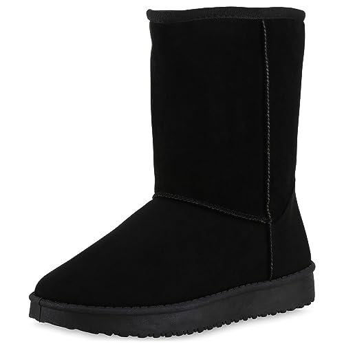 VAN HILL Warme Damen Stiefeletten Schlupfstiefel Leo Schuhe Gefüttert 611513 Schwarz 40 von VAN HILL