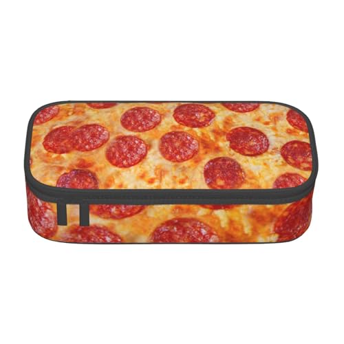 VANANI 3D Pizza Pepperoni Große Kapazität Federmäppchen, Multifunktionales Federmäppchen, Schreibwaren Aufbewahrung Zubehör für Büro und Schule, Schwarz , Einheitsgröße, Kosmetiktasche von VANANI